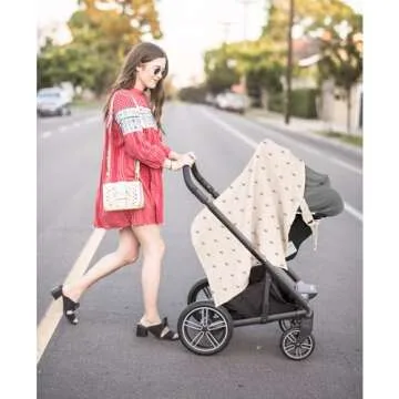 Konssy Muslin Nursing Cover for Baby Breastfeeding, Breathable 100% Cotton Breastfeeding Cover with Rigid Hoop for Mother Nursing Apron, Multi-use Carseat Canopy (Sun)