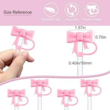 4Pcs Bow Straw Covers Cap for Stanley 20 30&40 Oz Cup, Pink Straw Toppers for Stanley 40 Oz Tumbler with Handle, Dust-Proof Straw Caps