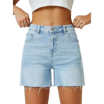 AUWUKA Women's High Waist Jean Shorts - Stylish Microelastic Denim Shorts