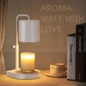 zukakii Candle Warmer Lamp Adjustable Height Dimmable Candle Lamp Warmer with Timer Compatible with Large Jar Candles No Flame Scented Candle Wax Warmer with 2 Bulbs Mothers Day Gift- White