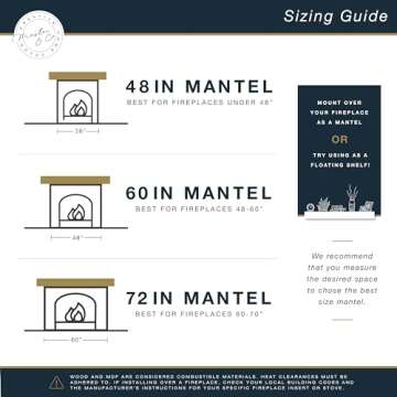 MCS 60-Inch Mantel, Master & Co Warm Gray Finsh Solid Wood Floating Fireplace Mantel, Long Floating Shelf for Livingroom with Wood Cleat Hanging System, Photo and Home Decor Display Shelf