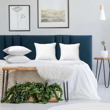 Utopia Bedding Throw Pillows (Set of 4, White), 14 x 14 Inches Pillows for Sofa, Bed and Couch Decorative Stuffer Pillows