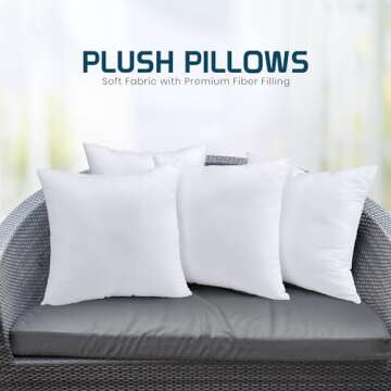 Utopia Bedding Throw Pillows (Set of 4, White), 14 x 14 Inches Pillows for Sofa, Bed and Couch Decorative Stuffer Pillows