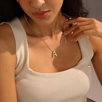Elegant Bubble Letter Gold Pendant Necklace for Women