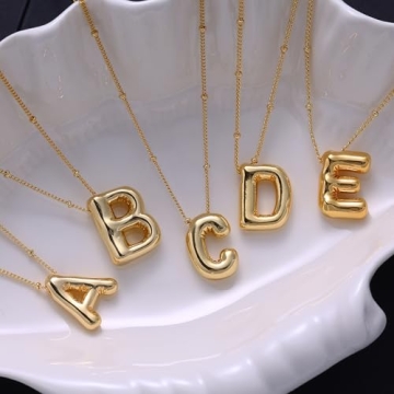 Elegant Bubble Letter Gold Pendant Necklace for Women