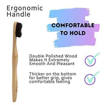 Bamboo Toothbrush Set with Travel Case | Pack of 2 Biodegradable Tooth Brush Set | Organic Eco-Friendly Moso Bamboo with Ergonomic Handles and Medium Nylon Bristles | by Hello Eco Company