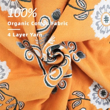 Large Boho Organic Cotton Throw Blanket - Soft Cozy Gift
