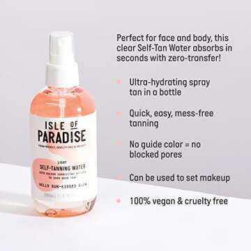 Isle of Paradise Self Tanning Water, Light (Sunkissed Glow) - Color Correcting Self Tan Spray for Br...