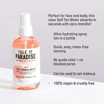 Isle of Paradise Self Tanning Water, Light (Sunkissed Glow) - Color Correcting Self Tan Spray for Br...
