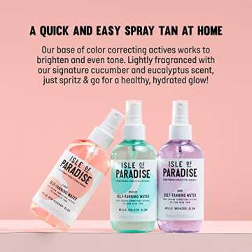 Isle of Paradise Self Tanning Water, Light (Sunkissed Glow) - Color Correcting Self Tan Spray for Bright and Even Skin, Vegan and Cruelty Free, 6.76 Fl Oz