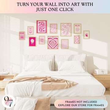 97 Decor Pink Preppy Room Decor Aesthetic - Hot Preppy Posters For Bedroom, Cute Pink Wall Art Prints, Trendy Preppy Pictures Wall Decor for Teen Girls Apartment Dorm Decorations (8x10 Unframed)