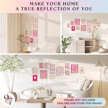 97 Decor Pink Preppy Room Decor Aesthetic - Hot Preppy Posters For Bedroom, Cute Pink Wall Art Prints, Trendy Preppy Pictures Wall Decor for Teen Girls Apartment Dorm Decorations (8x10 Unframed)