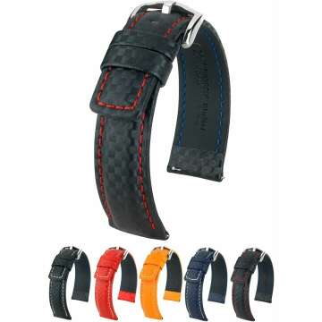 Hirsch Carbon Leather Watch Strap - Water Resistant & Sizes