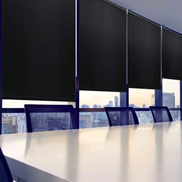 SEEYE Blackout Roller Shades Window Blinds Room Darkening Curtain Privacy Waterproof Fabric UV Protection for Home Kitchen Bathroom Bedrooms Easy to Install 34" W x 72" L(Black)