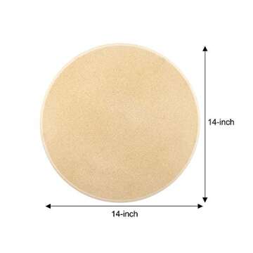 Cook N Home Pizza Grilling Baking Stone with Scraper, 14-Inch Round Heavy Duty Cordierite Bread Stone for Oven and Grill, Thermal Shock Resistant Ideal for Baking Golden Crisp Crust Pizza,Cream