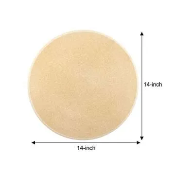Cook N Home Pizza Grilling Baking Stone with Scraper, 14-Inch Round Heavy Duty Cordierite Bread Stone for Oven and Grill, Thermal Shock Resistant Ideal for Baking Golden Crisp Crust Pizza,Cream