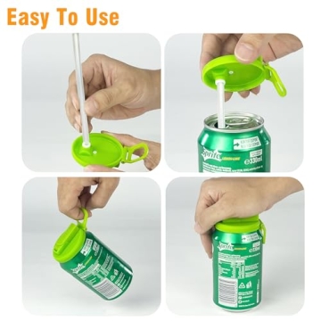 Colorful Soda Can Lids & Straws - 4-Pack BPA-Free