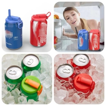 Colorful Soda Can Lids & Straws - 4-Pack BPA-Free