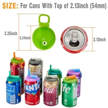 Colorful Soda Can Lids & Straws - 4-Pack BPA-Free
