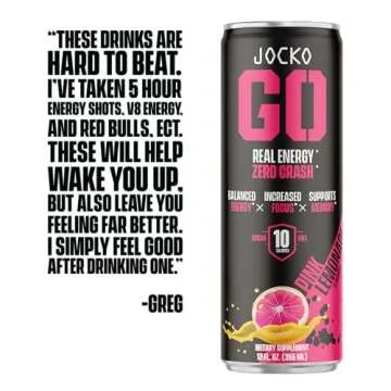 Jocko GO Energy Drink - KETO-Friendly All-Natural Boost - 12 Pack