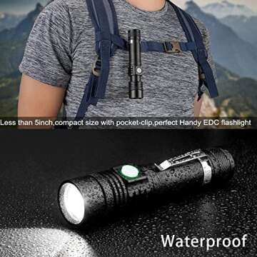 LED Tactical Flashlight Rechargeable, 2000lm Super Bright Flashlight