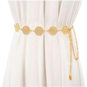 Glamorstar Hollow Circle Gold Chain Belt for Women
