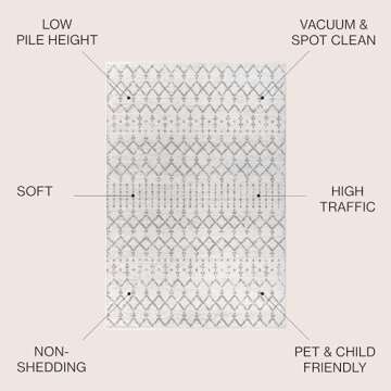 JONATHAN Y MOH101B-5 Moroccan Hype Boho Vintage Diamond 5 ft. x 8 ft. Area-Rug, Bohemian, Southweste...