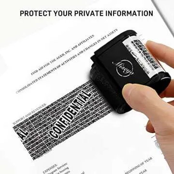 Miseyo Identity Theft Protection Roller Stamp Set - Black (3 Refill Ink Included)