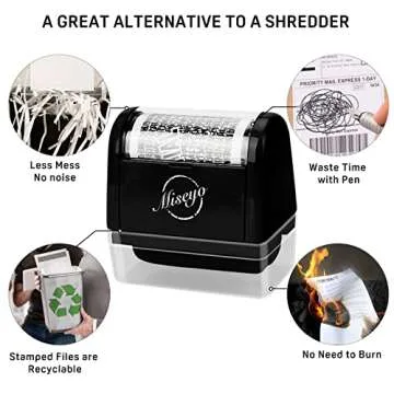 Miseyo Identity Theft Protection Roller Stamp Set - Black (3 Refill Ink Included)