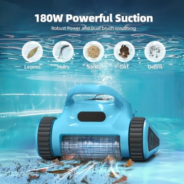 Cordless Robotic Pool Cleaner Durable 180W Suction