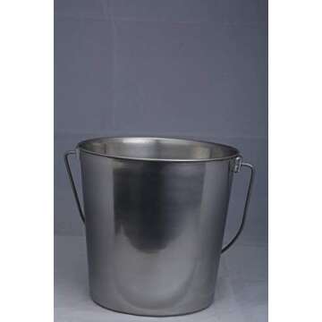 Indipets Heavy Duty Stainless Steel Pail - 6 Quart - Durable Dog Food and Water Storage