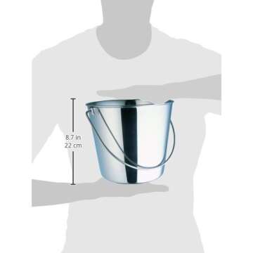 Indipets Heavy Duty Stainless Steel Pail - 6 Quart - Durable Dog Food and Water Storage
