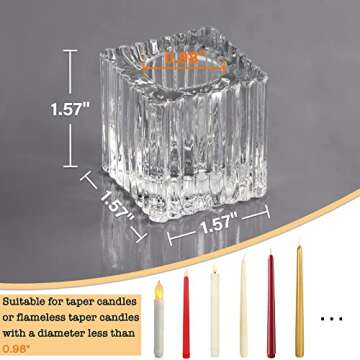 12 Pcs Elegant Taper Glass Candlestick Holders