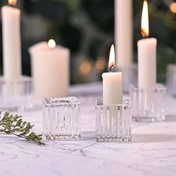 12 Pcs Elegant Taper Glass Candlestick Holders