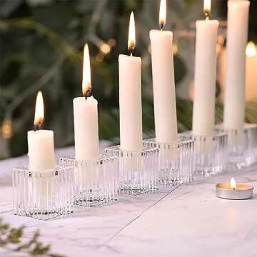 12 Pcs Elegant Taper Glass Candlestick Holders