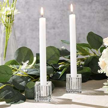 12 Pcs Elegant Taper Glass Candlestick Holders