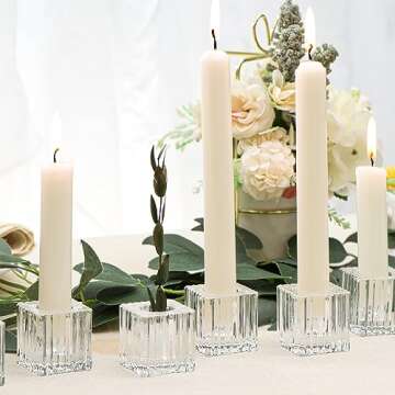 12 Pcs Elegant Taper Glass Candlestick Holders