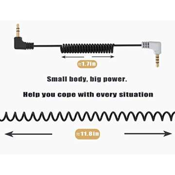 3.5mm TRS to TRRS Microphone Cable, Ancable 1/8 Male to Male Coiled Right Angle Mic Cord Compatible iPhone, Smartphone, Tablets with Rode SC7, VideoMic, VideoMicro Go, BOYA and More External Mic
