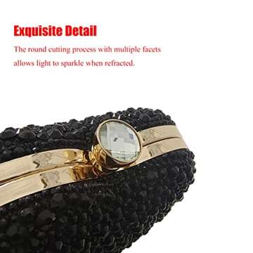Cute Heart Shape Clutch Purse Mini Love Heart Rhinestone Wedding Handbag Party Women Purse(Black)