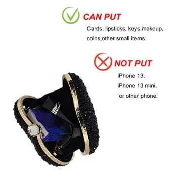 Cute Heart Shape Clutch Purse Mini Love Heart Rhinestone Wedding Handbag Party Women Purse(Black)