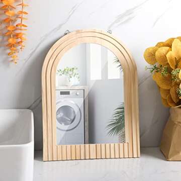 Chunful Boho Arched Mirror Rustic Arched Bathroom Mirror Aesthetic Boho Wall Mirror Farmhouse Hangin...