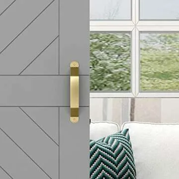 National Hardware N700-109 Interior Sliding Barn Door Hardware Charleston Pull, 10-Inches, Easy to Install, Brushed Gold