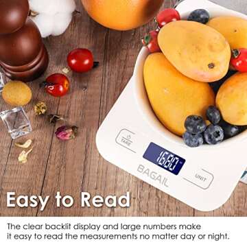 BAGAIL BASICS Digital Kitchen Scale - Premium 11lb Food Scale for Cooking & Baking
