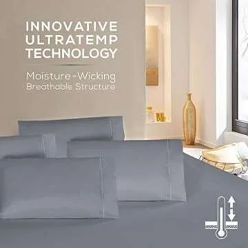 Mueller Luxury 6 PC Full Size Bed Sheets, Super Soft 1800, Deep Pocket up to 16" Full Size Sheets, Transfers Heat, Breathes Better, Hypoallergenic, Wrinkle-Resistant, Oeko-TEX, Light Grey