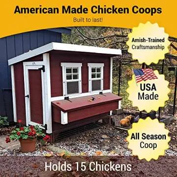 OverEZ Classic Large Chicken Coop for Up to 15 Chickens - Nesting Box - Large Bird, Poultry and Hen ...