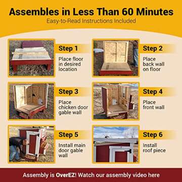 OverEZ Classic Large Chicken Coop for Up to 15 Chickens - Nesting Box - Large Bird, Poultry and Hen House Made from Wood, Made in USA