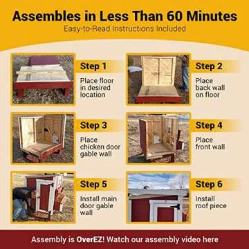 OverEZ Classic Large Chicken Coop for Up to 15 Chickens - Nesting Box - Large Bird, Poultry and Hen House Made from Wood, Made in USA