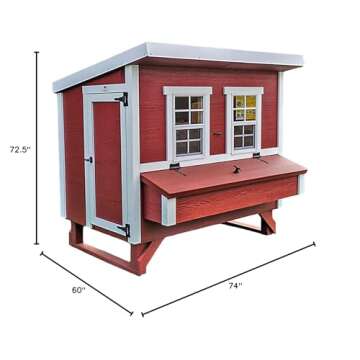 OverEZ Classic Large Chicken Coop for Up to 15 Chickens - Nesting Box - Large Bird, Poultry and Hen House Made from Wood, Made in USA