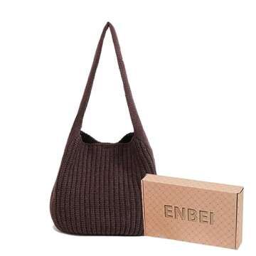 ENBEI Women's Handcrafted Crochet Tote Bag Knit Shoulder bag,All-Season Handwoven Beach Bag, Cute Ec...