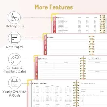 Forvencer 2025 Planner, Hardcover Weekly and Monthly Planner, January 2025 - December 2025, 6" x 8", Spiral Calendar Planner with Tabs, Exquisite Daily Organizer Notebook with Inner Pocket, Agenda Journal for Office Home School, A5 Size, Beige